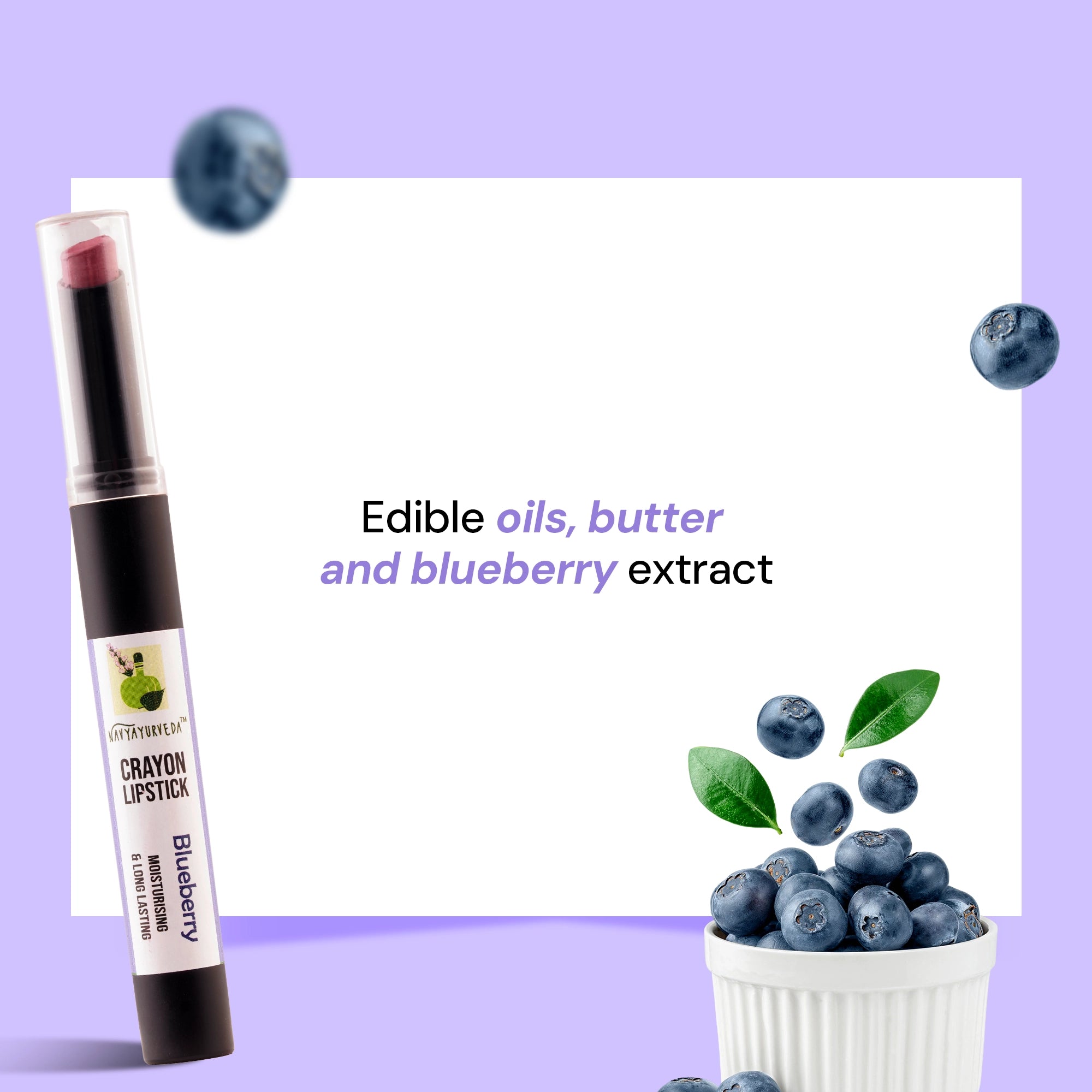Navyayurveda's Blueberry Moisturising & Long Lasting Crayon Lipstick
