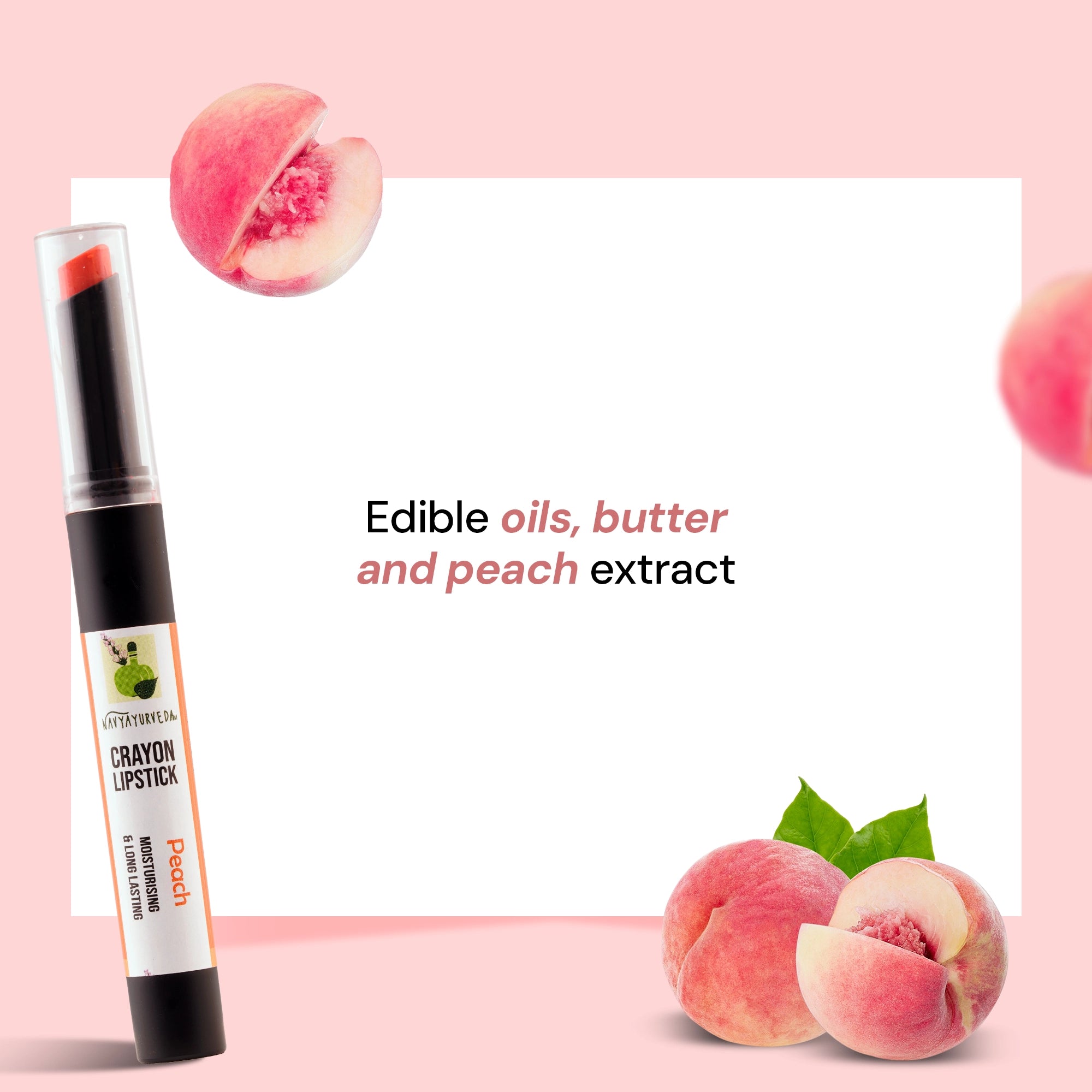 Navyayurveda's Peach Moisturising & Long Lasting Crayon Lipstick