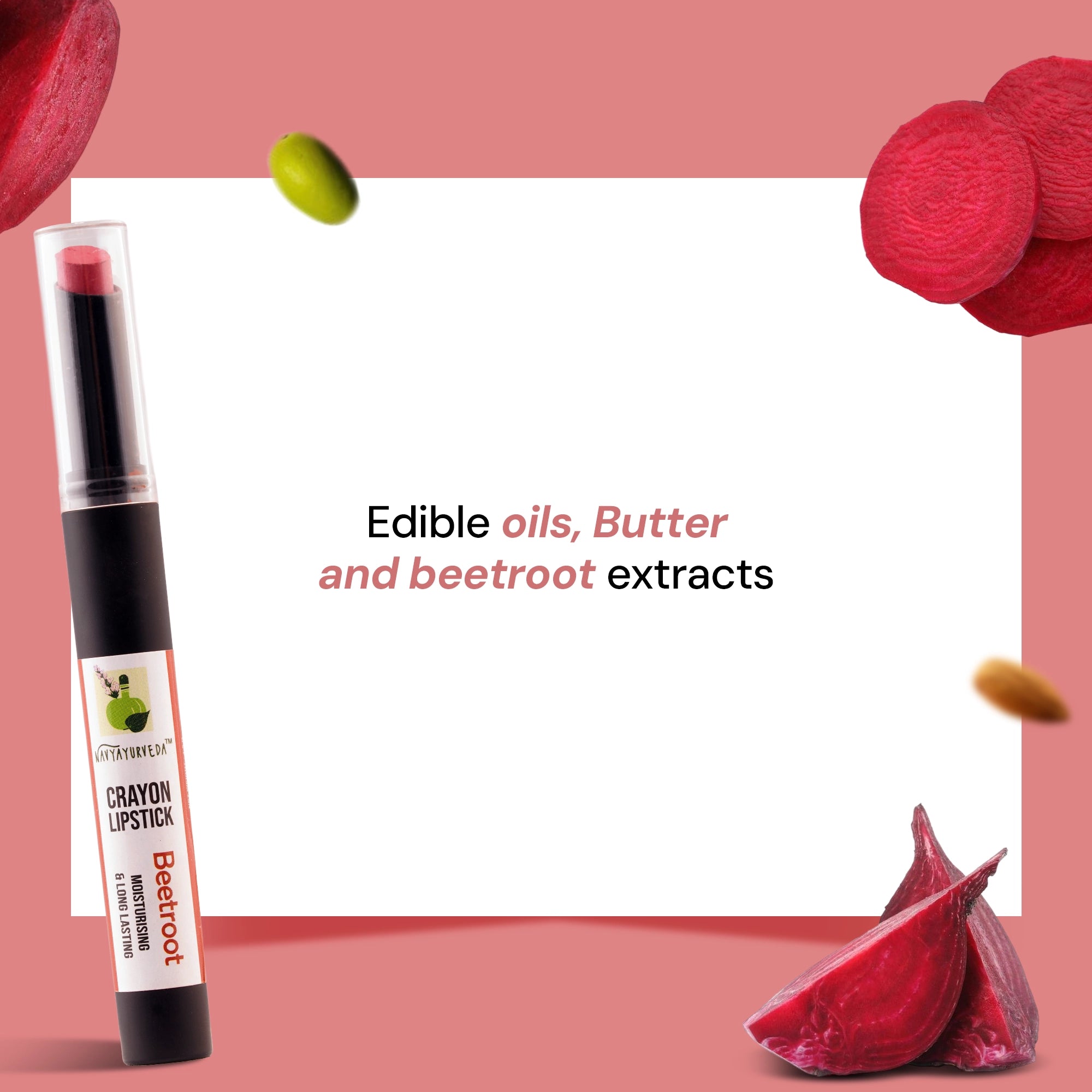 Navyayurveda's Beetroot Moisturising & Long Lasting Crayon Lipstick