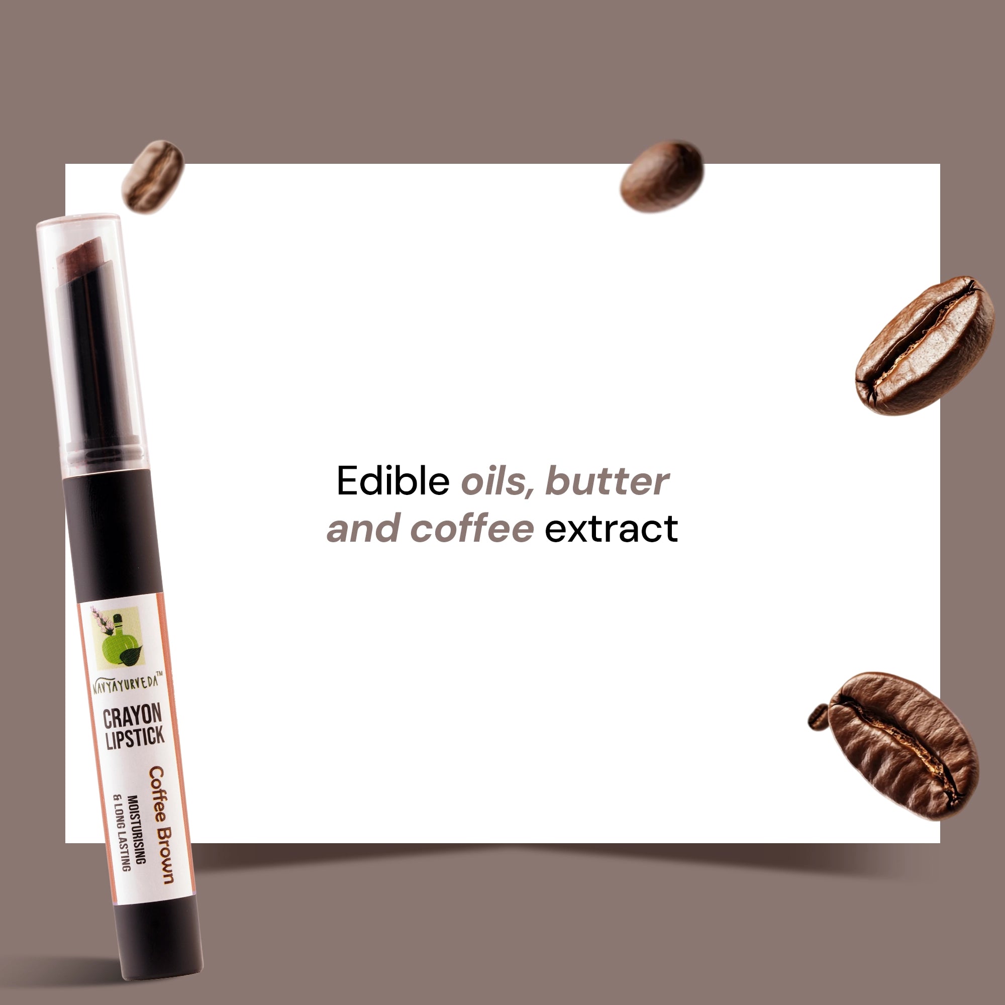 Navyayurveda's Coffee Brown Moisturising & Long Lasting Crayon Lipstick