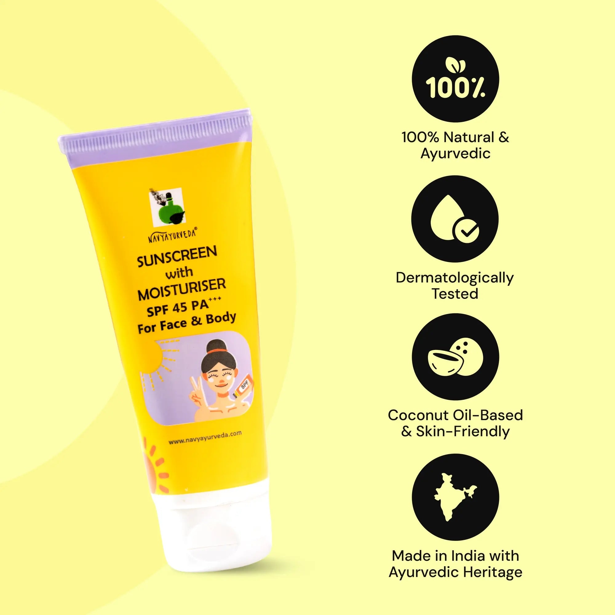 Sunscreen With Moisturiser SPF 45 PA+++ For Face & Body